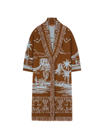 Alanui Canyon Spirit Fringed Single-breasted Coat In Brown