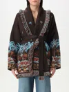 Alanui Hawaiian Wool Cardigan With Two-tone Belt In Coffee