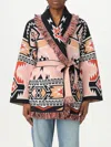 Alanui Women's Cardigan Geometric Roots Peach/black In Pink