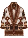 Alanui Geometric Pattern Cashmere Sweater With Fringed Hem In Brown