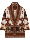 Alanui Geometric Pattern Cashmere Sweater With Fringed Hem In Brown