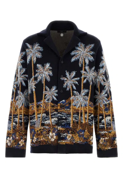 Alanui Embroidered Wool Blend Diamond Head Cardigan In Black