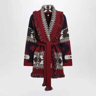 Alanui Cardigan Icon Jacquard In Navy Blue Cashmere In Multi