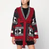 Alanui Cardigan Icon Jacquard Ruby/carbone In Multi