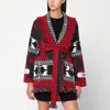 Alanui Cardigan Icon Jacquard Ruby/carbone In Black