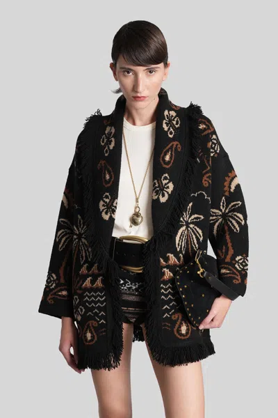 Alanui Glimpse Of Eden Wool And Cashmere Cardigan In Black