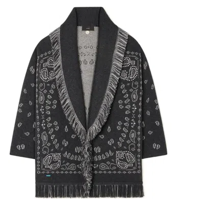 Alanui Cardigan Jacquard Bandana Charcoal/multi In Gray