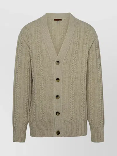 Alanui The Talking Glacier Cable-knit Cardigan In Cream