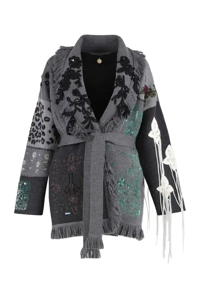 ALANUI ALANUI CARDIGAN MIDNIGHT IN MANHATTAN IN JACQUARD KNIT