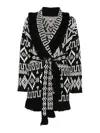 Alanui Geometric Patterned Virgin Wool And Cotton Cardigan In Negro