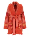 Alanui Icon Jacquard Cashmere Cardigan In Orange