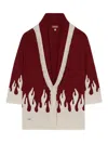 Alanui Flame-motif Wool-blend Cardigan In Red