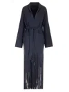 Alanui Fringe Detailed Wool Blend Coat In Blue