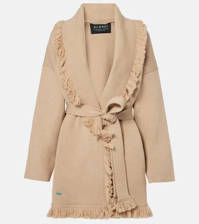 Alanui Cashmere And Cotton Cardigan In Beige