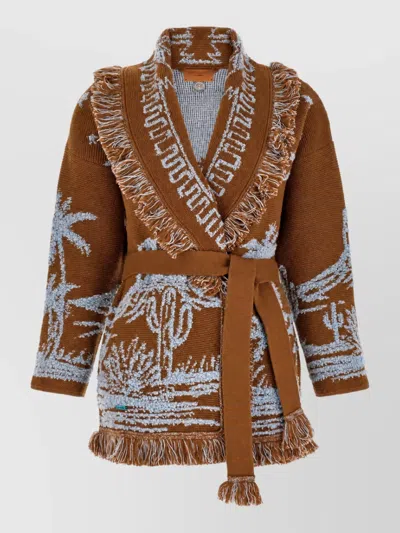 Alanui Cashmere Canyon Spirit Fitted Cardigan In Brown