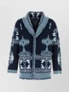 Alanui Cashmere Cardigan With Embroidered Geometric Pattern In Blue