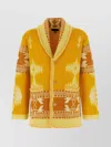 Alanui Cashmere Cardigan With Embroidered Geometric Pattern In Yellow