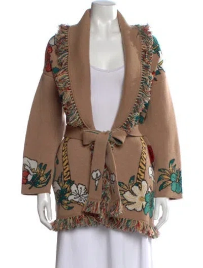 Pre-owned Alanui Cashmere Floral Print Sweater In Brown