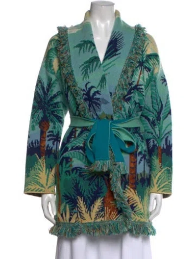 Pre-owned Alanui Cashmere Floral Print Sweater In Green