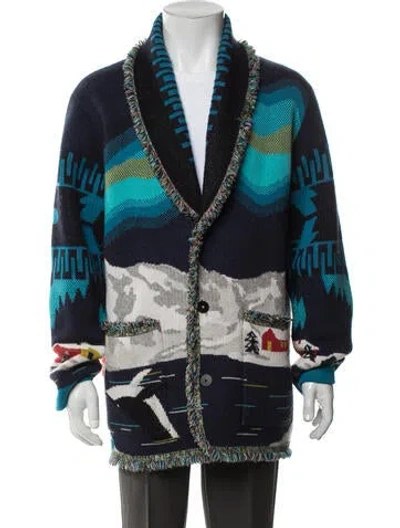 Pre-owned Alanui Cashmere Graphic Print Jacket In Blue