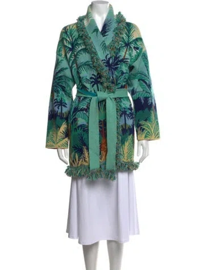 Pre-owned Alanui Cashmere Graphic Print Sweater In Green