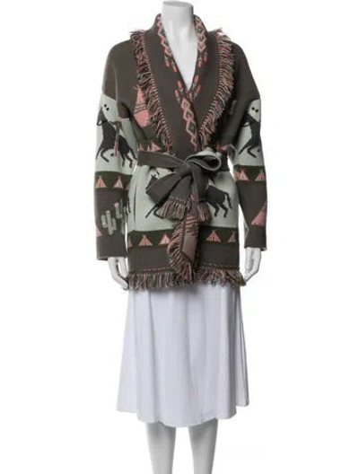 Pre-owned Alanui Cashmere Graphic Print Sweater In Grey
