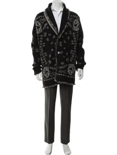 Pre-owned Alanui Cashmere Paisley Print Cardigan In Black