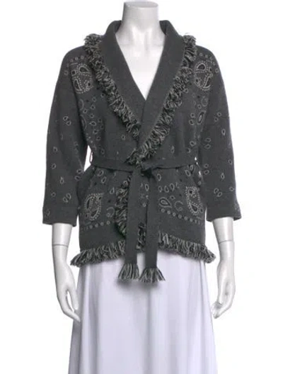 Pre-owned Alanui Cashmere Paisley Print Sweater In Gray