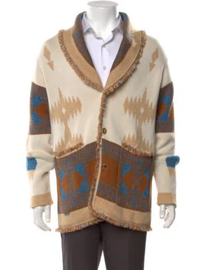 Pre-owned Alanui Cashmere Patterned Cardigan In Neutral