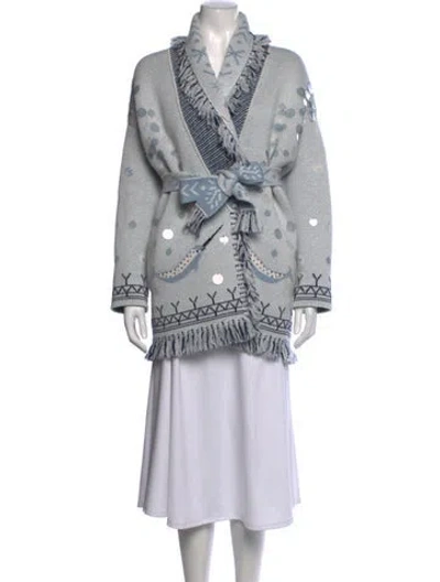 Pre-owned Alanui Cashmere Patterned Sweater In Blue