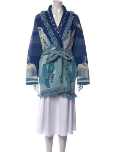 Pre-owned Alanui Cashmere Patterned Sweater In Blue