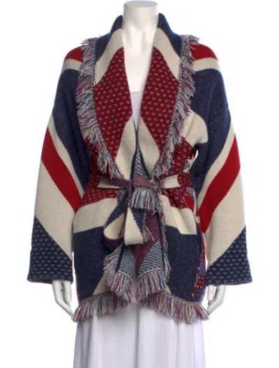 Pre-owned Alanui Cashmere Patterned Sweater In Blue/red