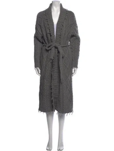 Pre-owned Alanui Cashmere Plunge Neckline Sweater In Grey