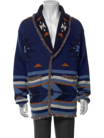 Pre-owned Alanui Cashmere Printed Cardigan In Blue