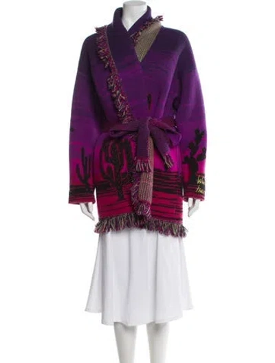 Pre-owned Alanui Cashmere Printed Coat W/ Tags In Purple