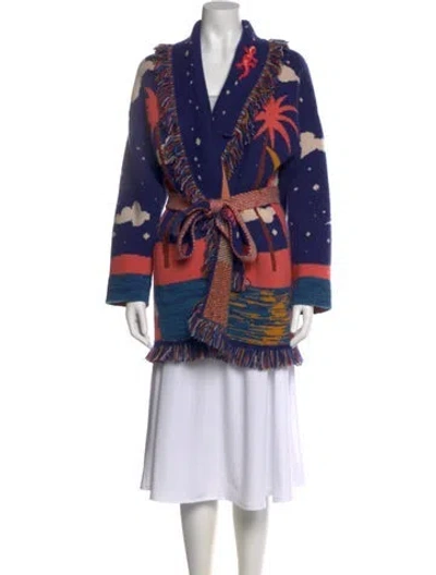 Pre-owned Alanui Cashmere Printed Sweater In Blue