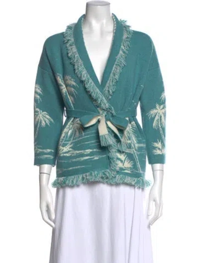 Pre-owned Alanui Cashmere Printed Sweater In Blue/green