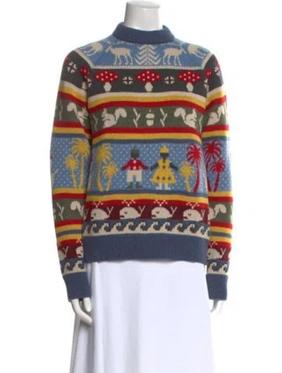 Pre-owned Alanui Cashmere Printed Sweater W/ Tags In Blue