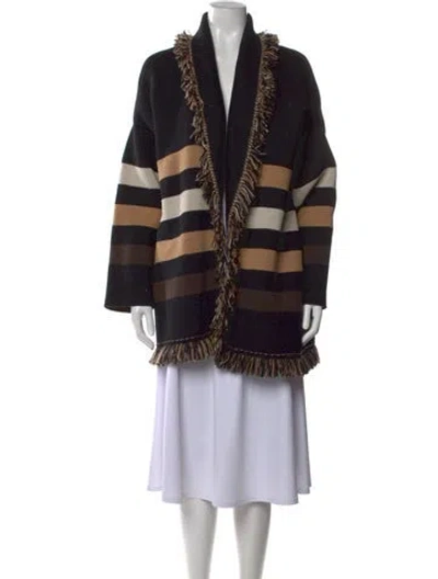 Pre-owned Alanui Cashmere Striped Sweater In Black
