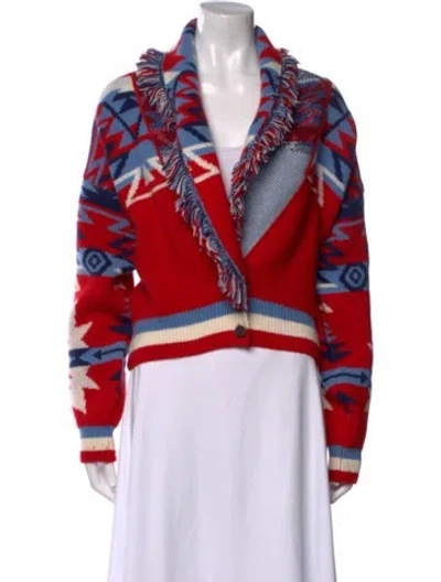 Pre-owned Alanui Cashmere Striped Sweater In Red