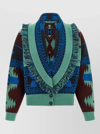 Alanui Cashmere Virgin Wool Fitted Jacket In Multi