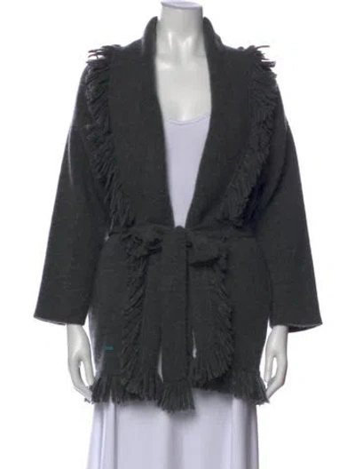 Pre-owned Alanui Cashmere V-neck Sweater In Gray