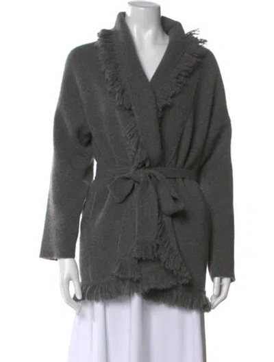 Pre-owned Alanui Cashmere V-neck Sweater In Gray