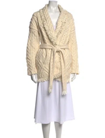 Pre-owned Alanui Cashmere V-neck Sweater In Neutrals