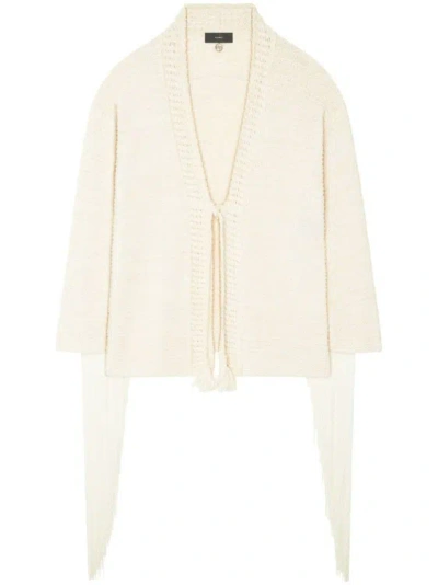 Alanui Chalk Textured Knit Cardigan In Neutrals