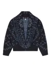 Alanui Bandana-jacquard Fringed Cardigan In Blue