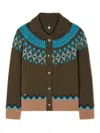 Alanui Olive Green Fair Isle Patterned Cardigan In Multi