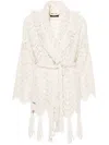 Alanui Knitwear Cardigan With Frayed Edge And Fringe Detailing In Neutrals