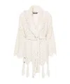 Alanui Natural Chevron Belted Cardigan With Fringe In White