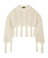 Alanui Chevron-knit Fringed Cropped Crewneck Jumper In Neutral